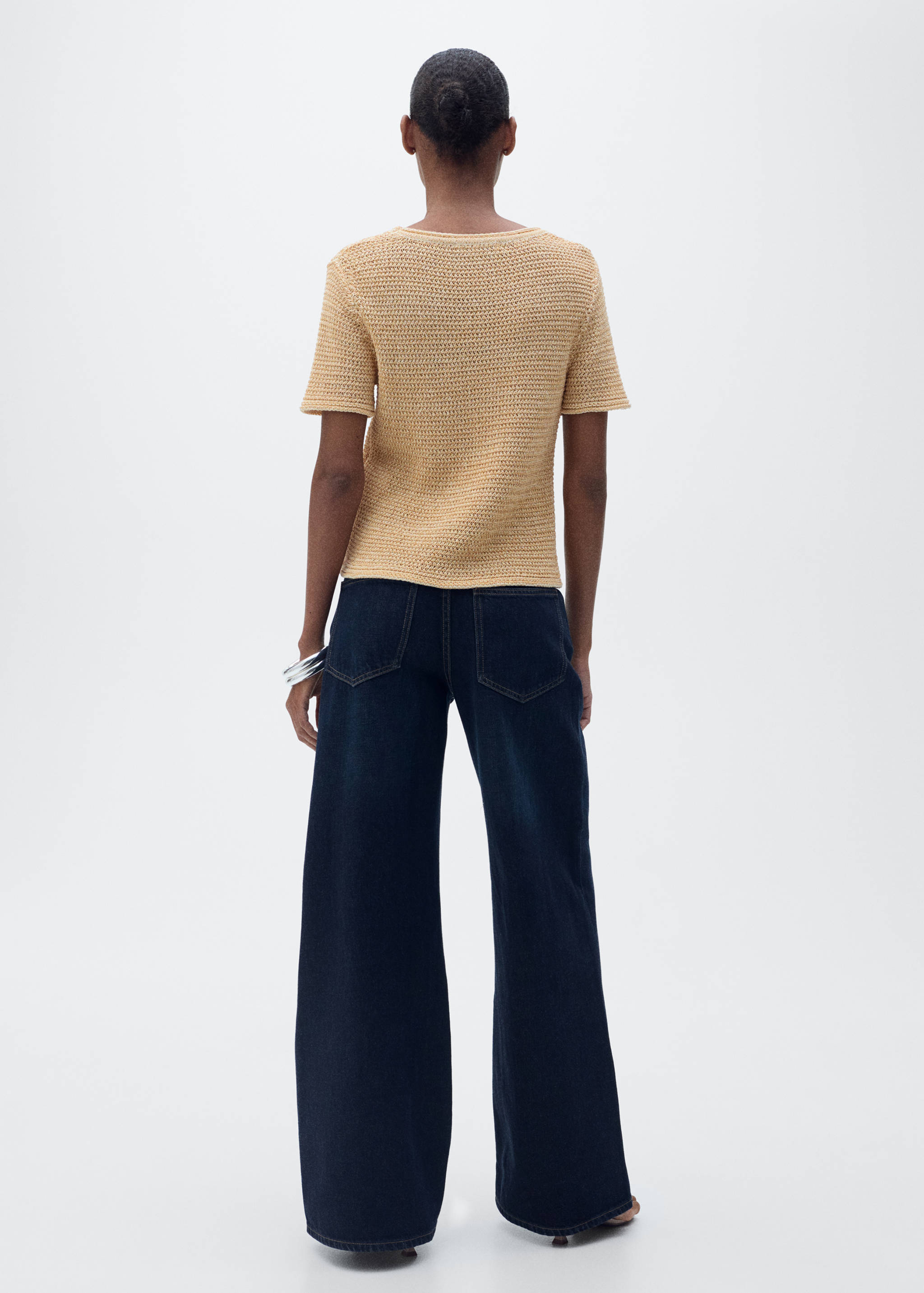 Pull maille épaisse manches courtes - Verso de l’article