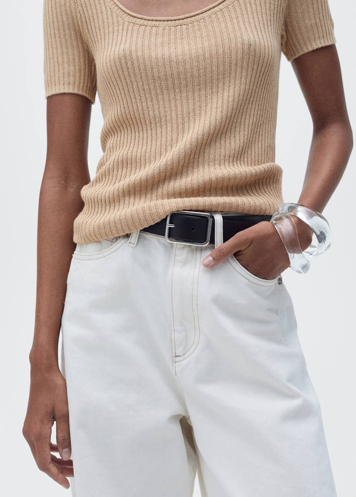 Linen-blend knitted sweater — Medium Brown