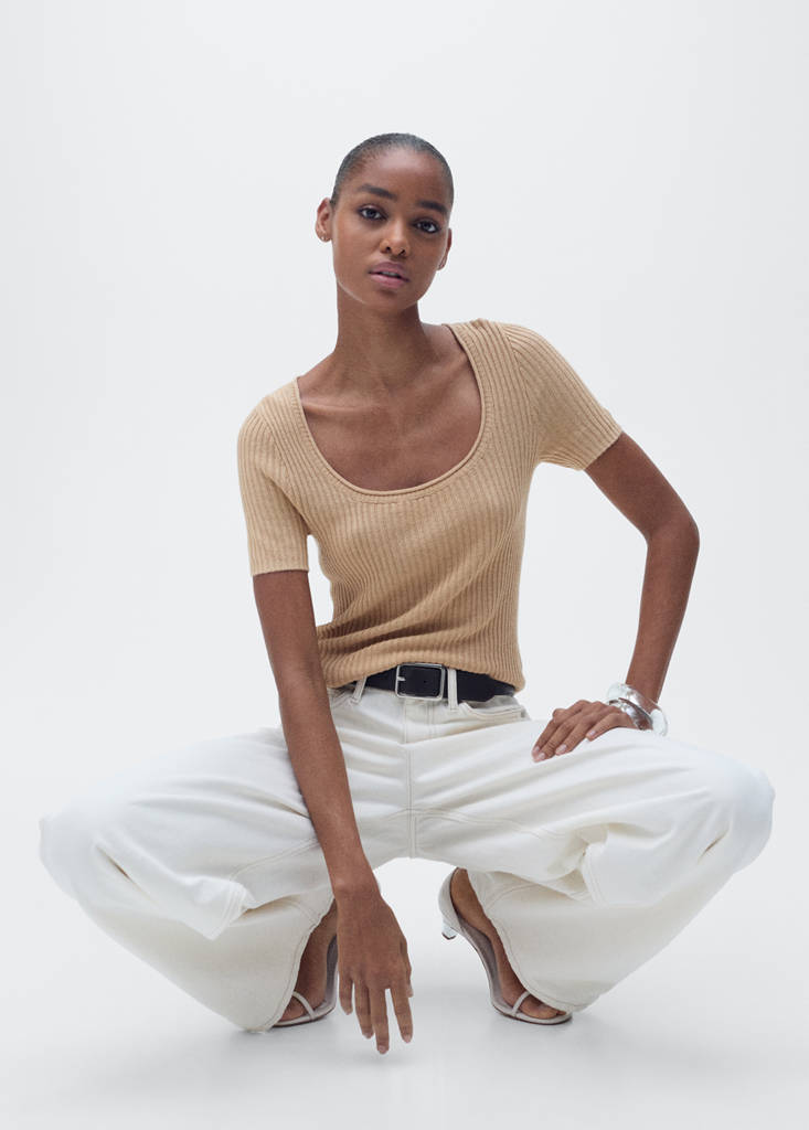 Linen-blend knitted sweater — Medium Brown