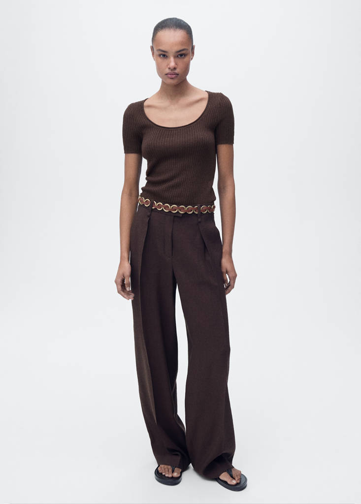 Linen-blend knitted sweater — Chocolate