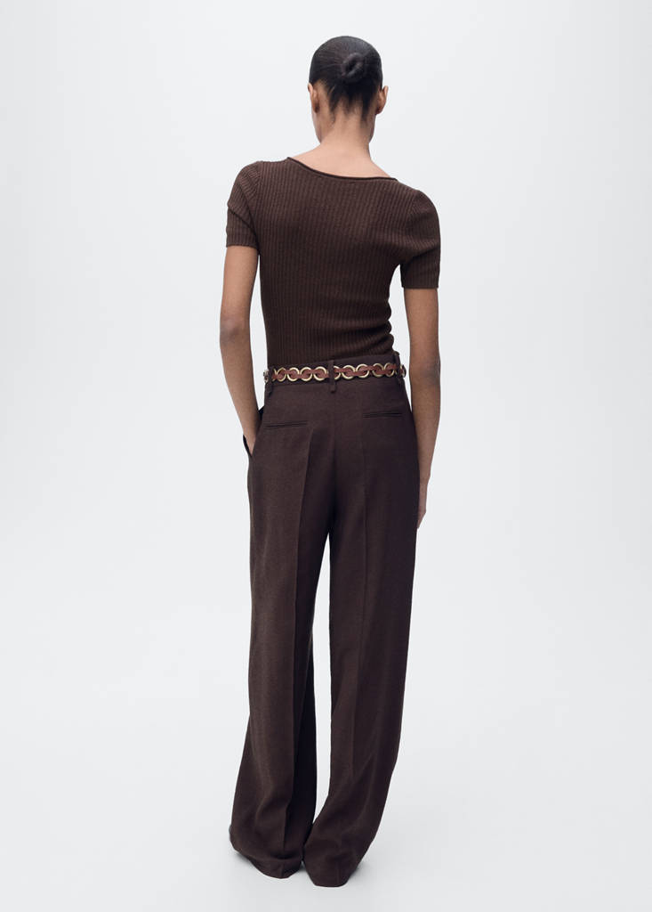 Linen-blend knitted sweater — Chocolate