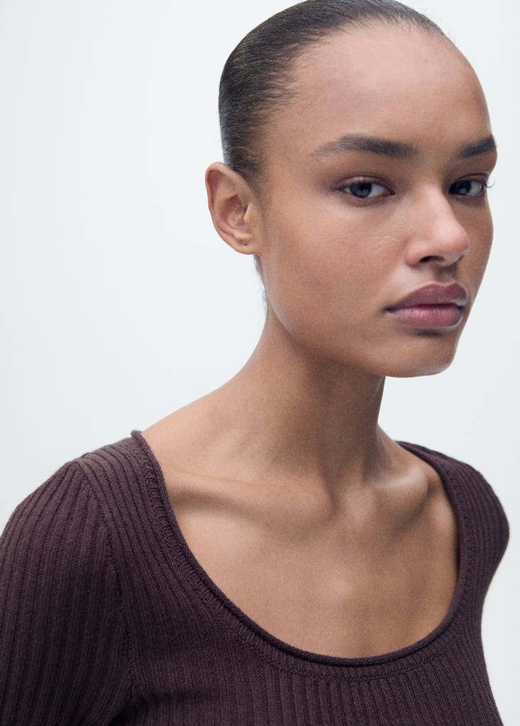 Linen-blend knitted sweater — Chocolate