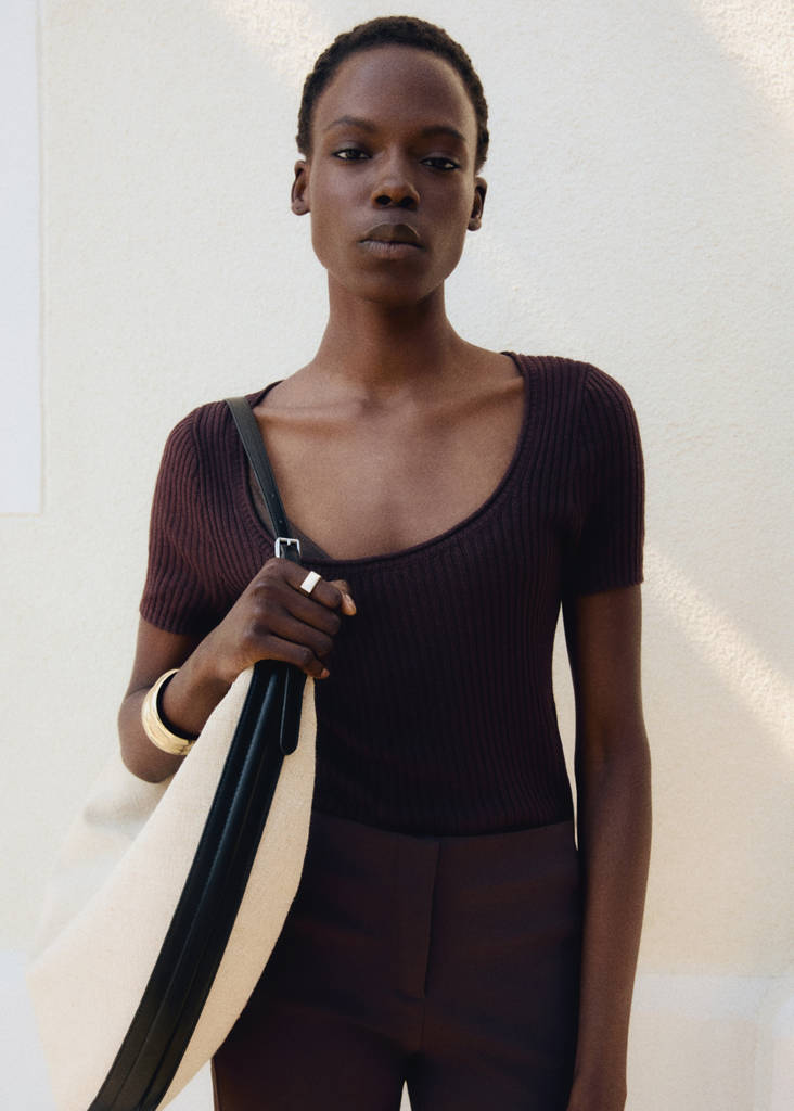 Linen-blend knitted sweater — Chocolate