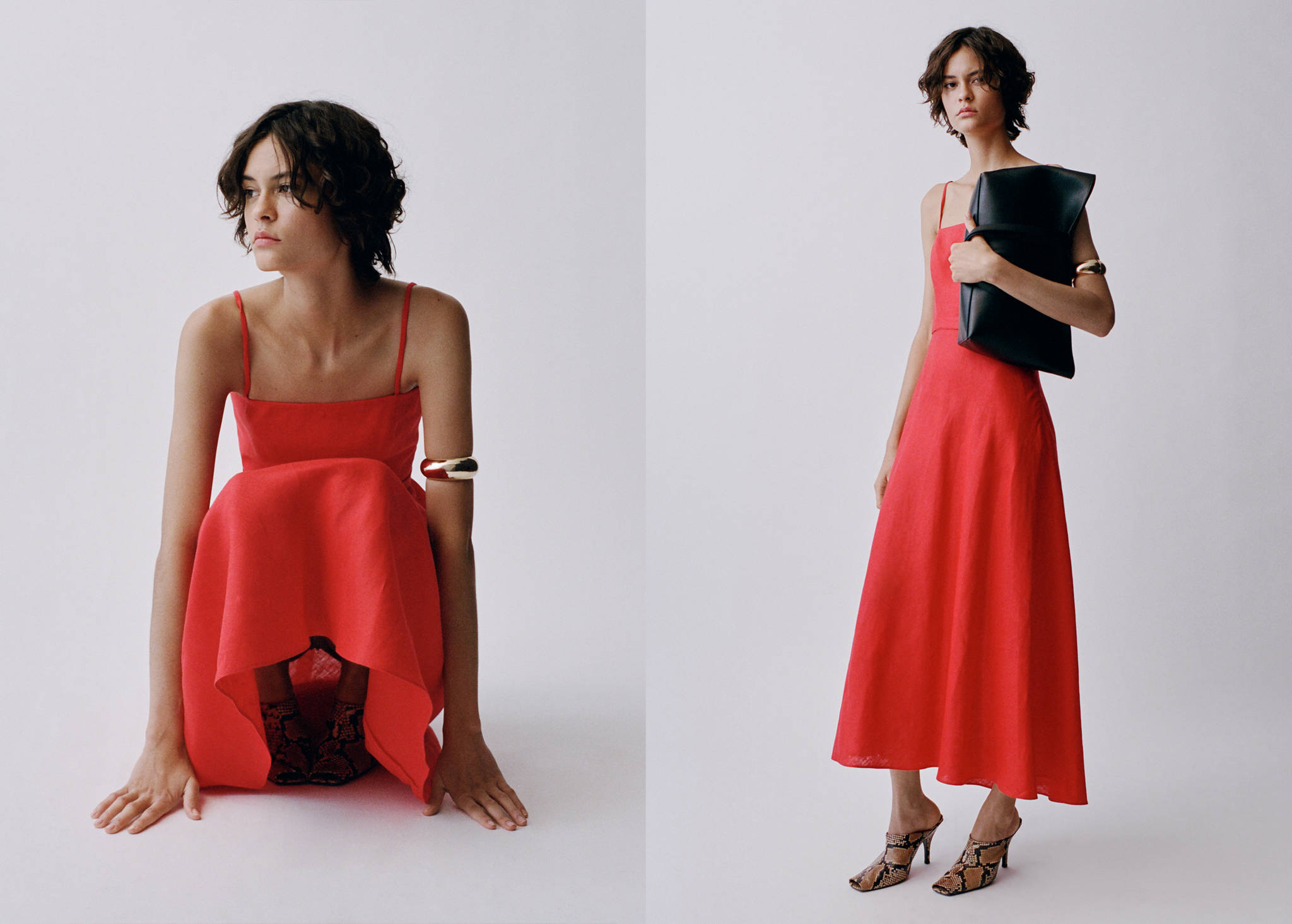 Bow linen-blend dress - Panoramic plane