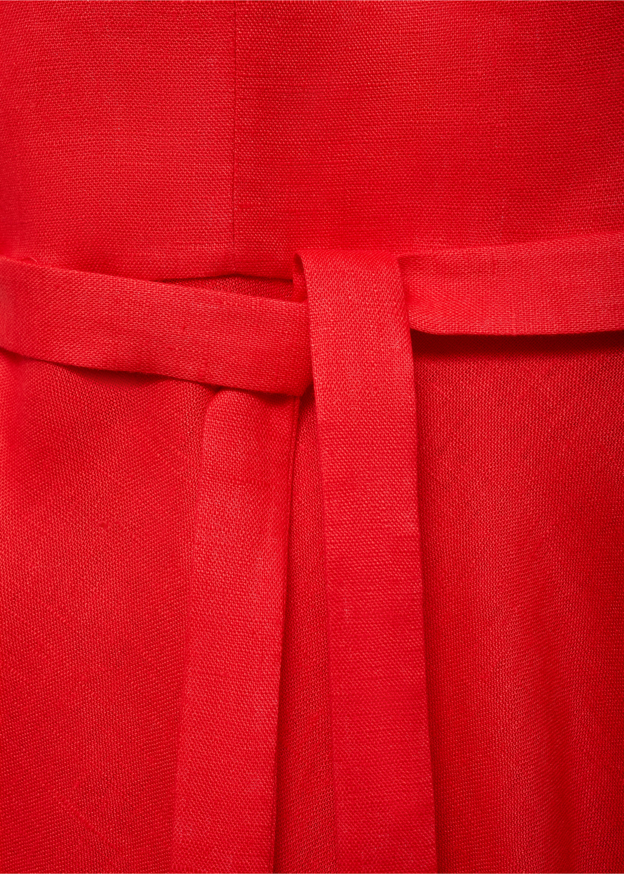 Bow linen-blend dress - Details of the article 8, Red. Ref: 87087169-00.