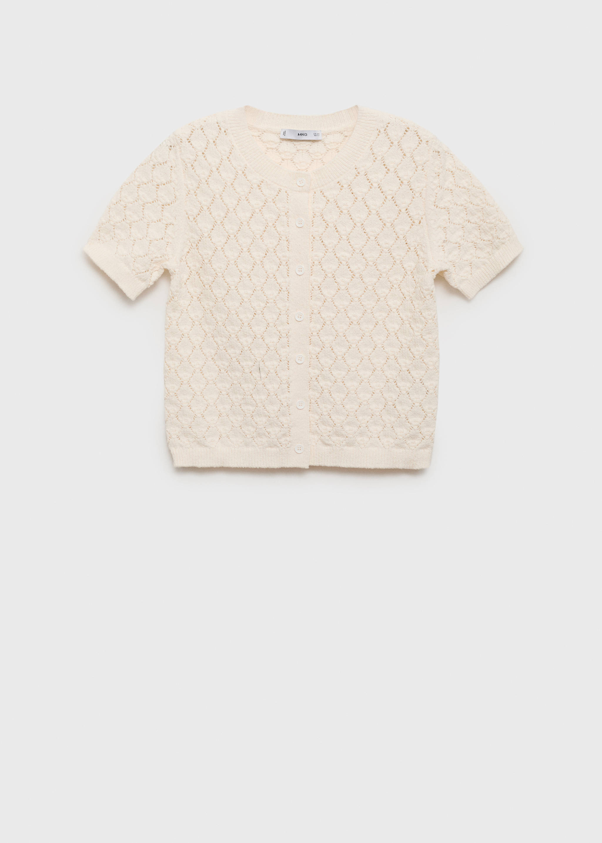 Short-sleeved openwork knitted cardigan - Article without model