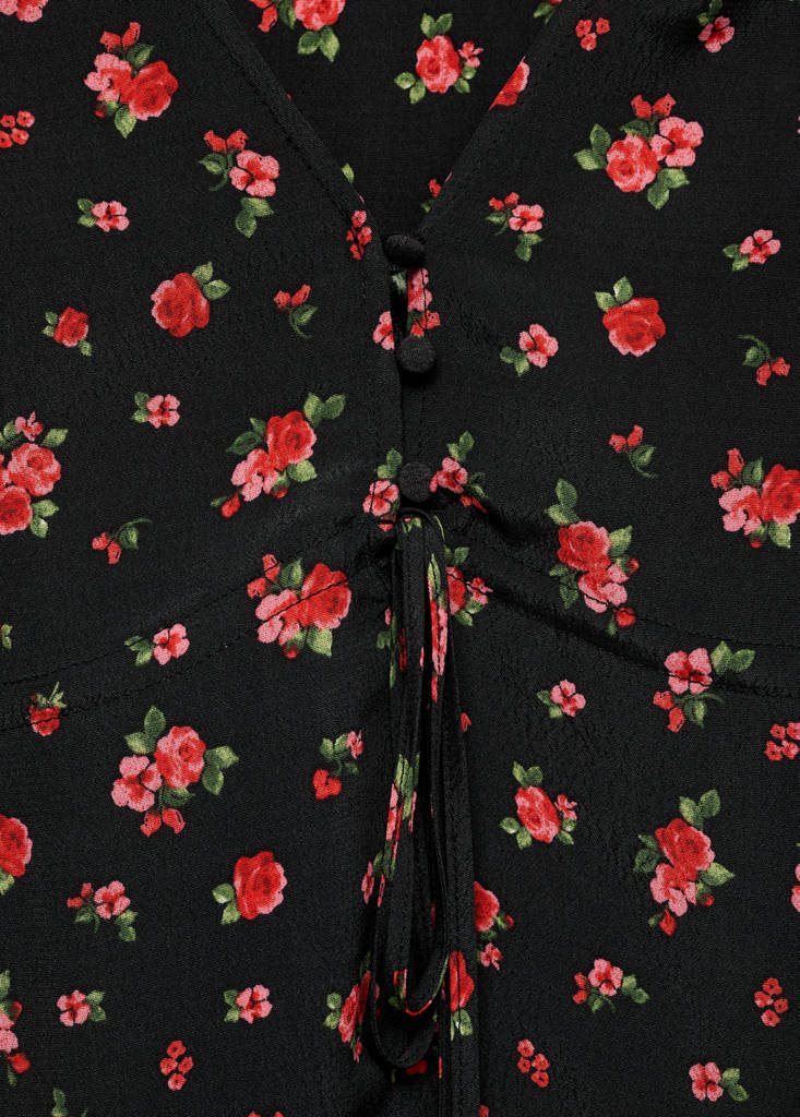 Ruffled floral blouse — Black
