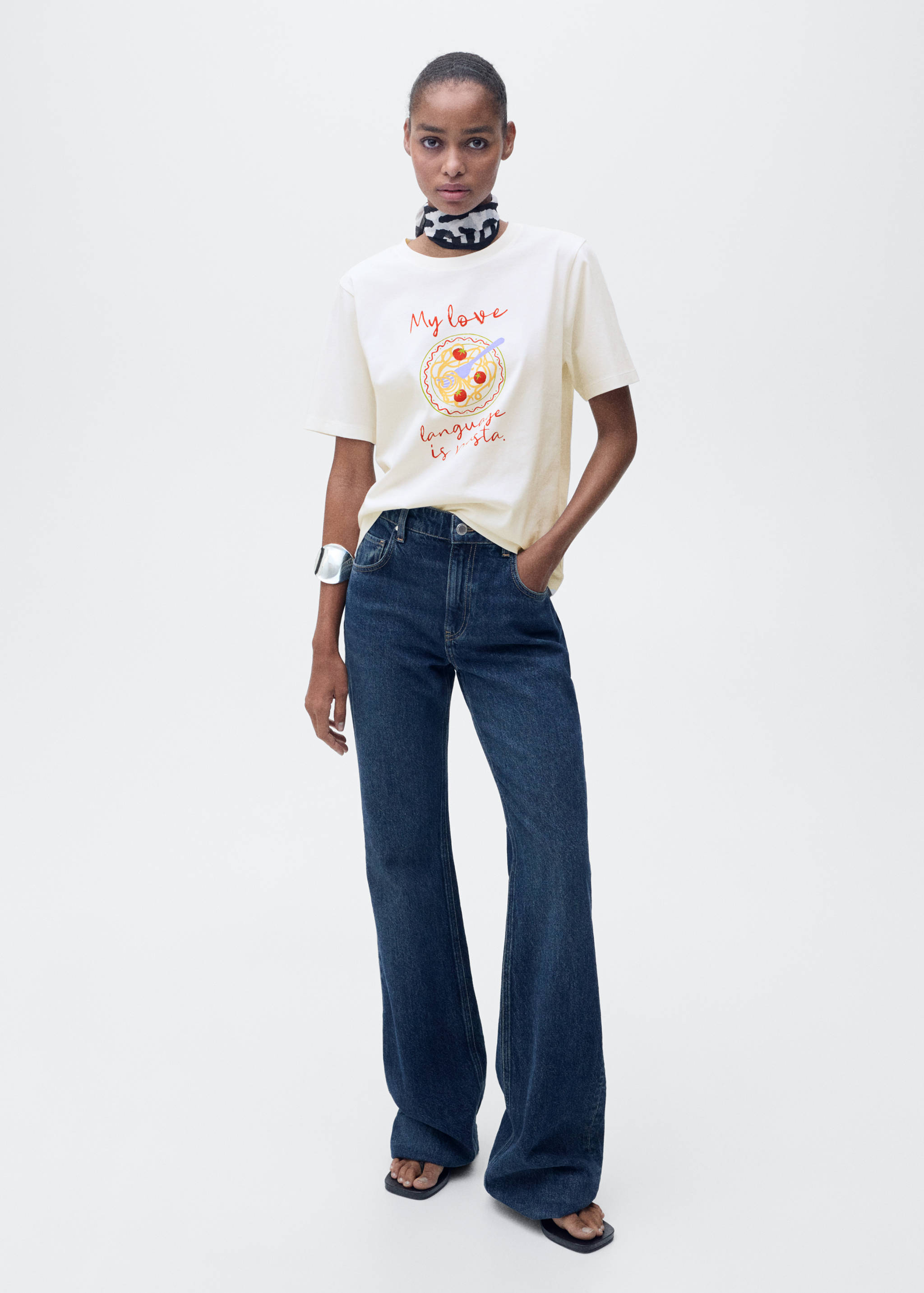 Kortärmad tryckt t-shirt - Allmän bild