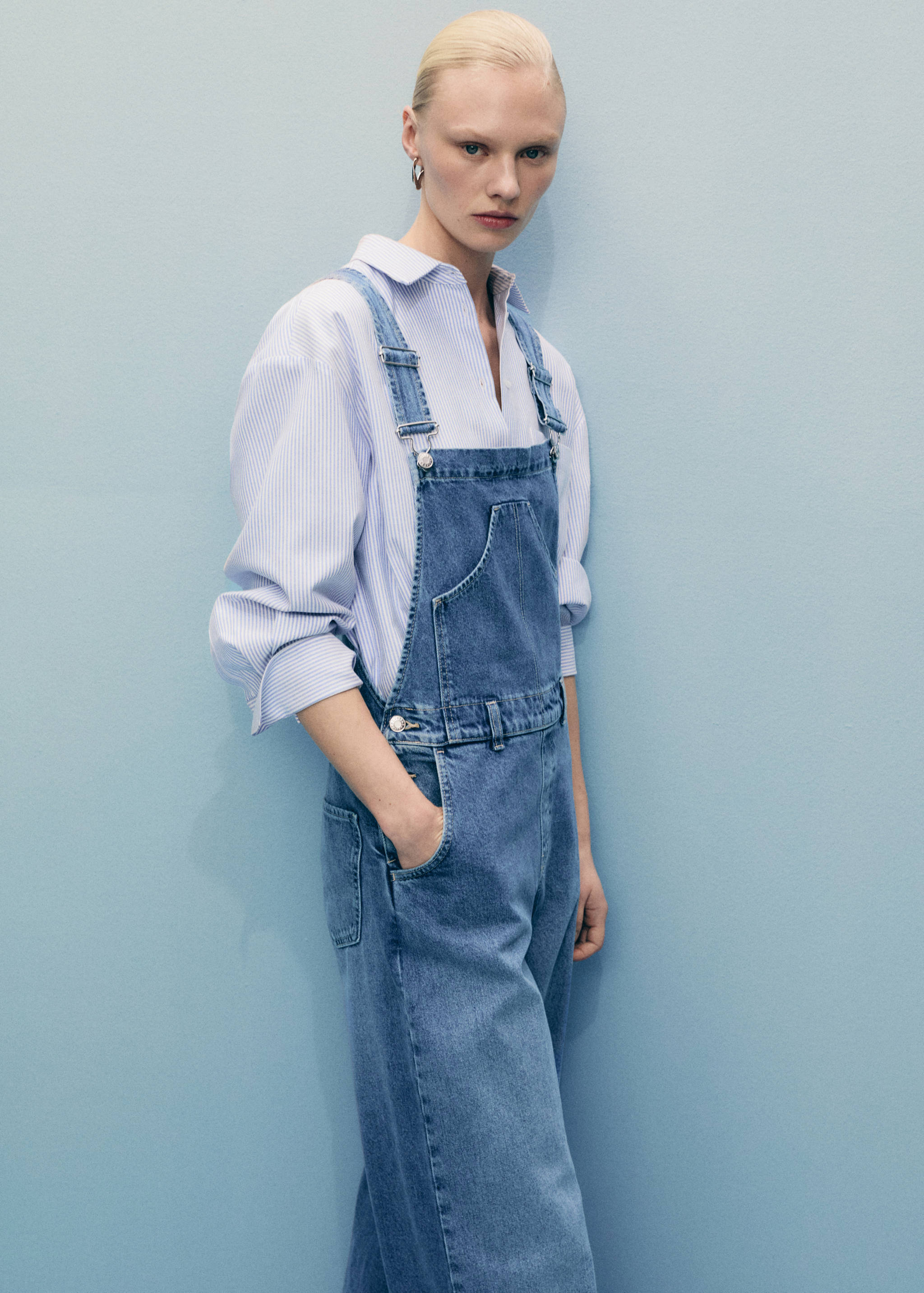 Straight denim dungarees - Medium plane