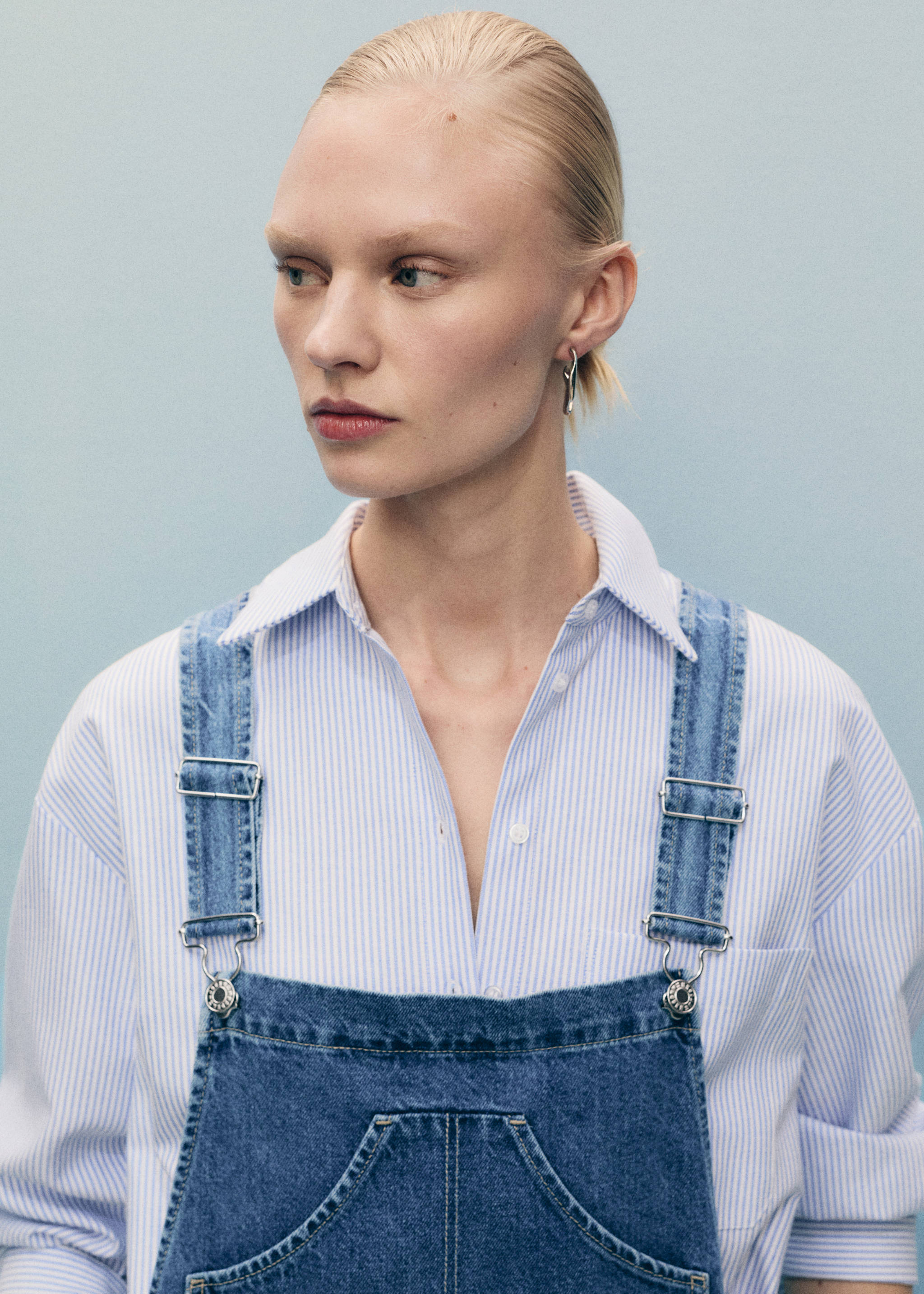 Straight denim dungarees - Details of the article 1
