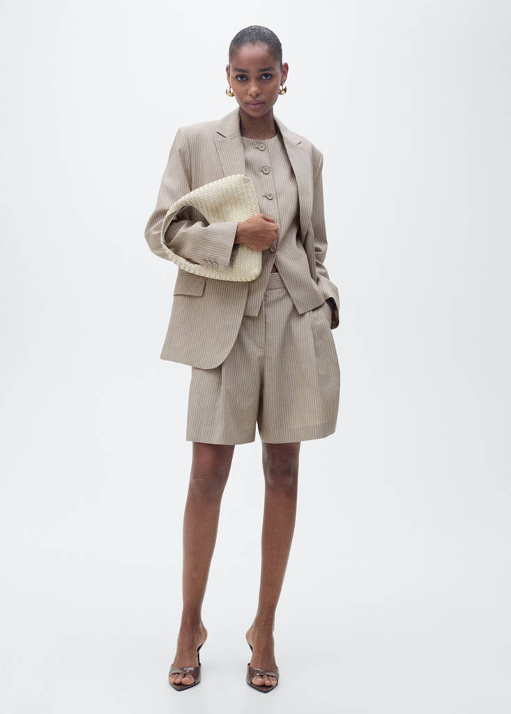 MANGO - Bermuda tailleur rayures marron moyen - 44