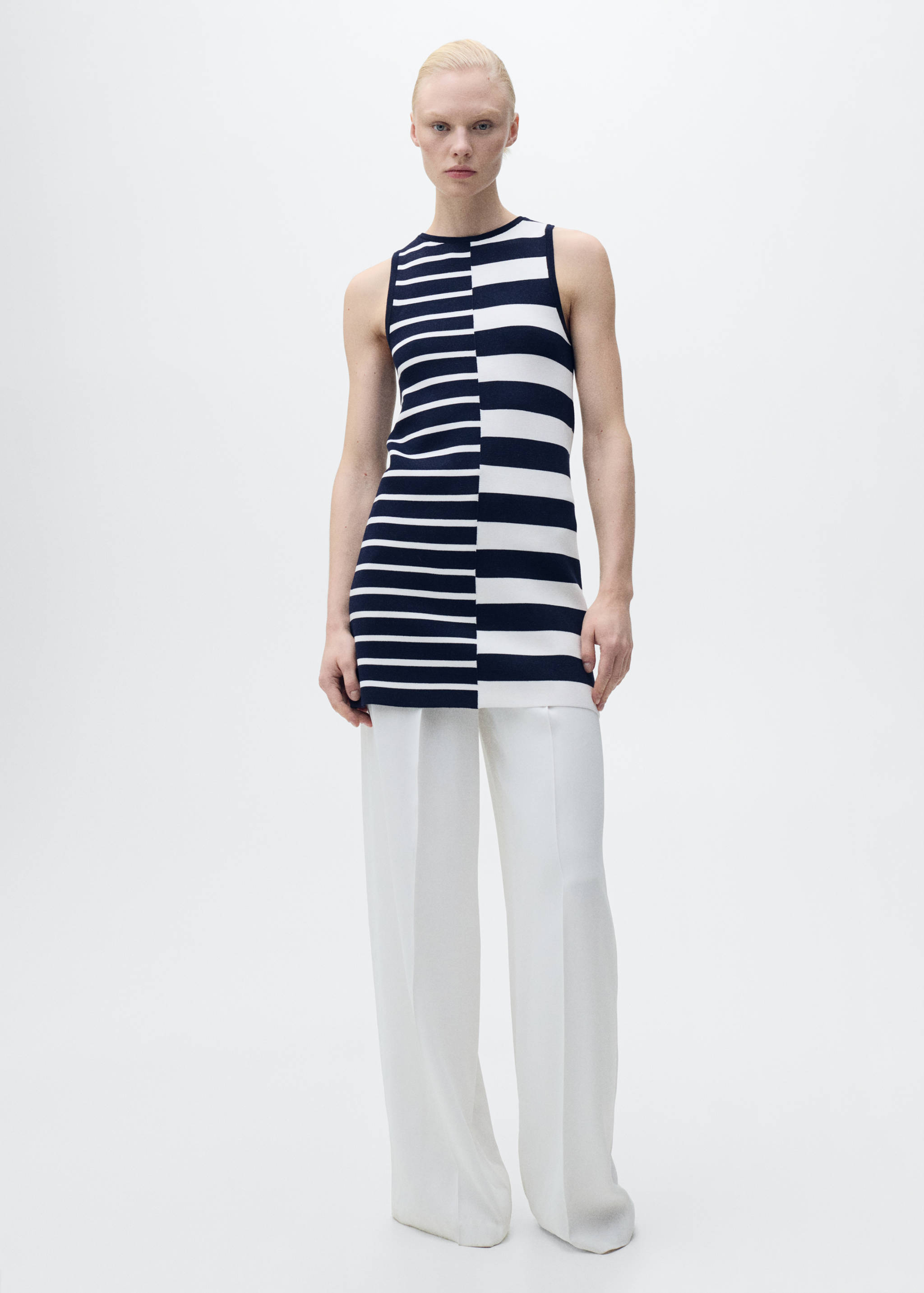 Vestido punto rayas combinadas - Plano general