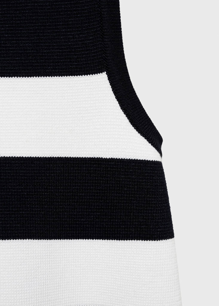 Knitted dress with combined stripes — Dark Navy