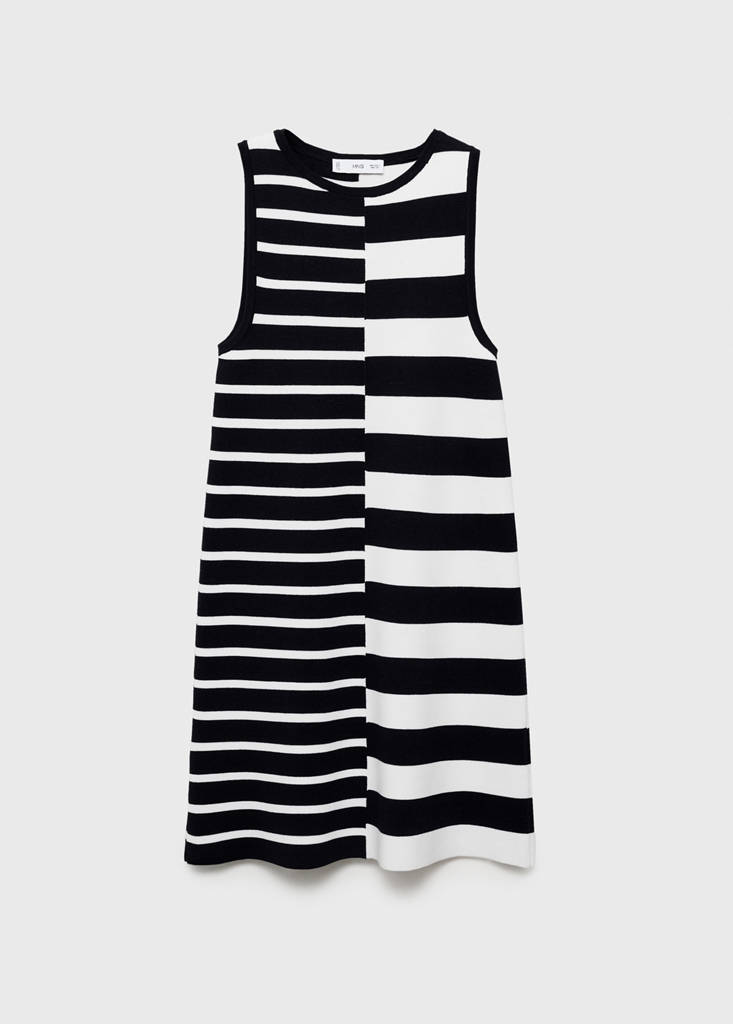 Knitted dress with combined stripes — Dark Navy