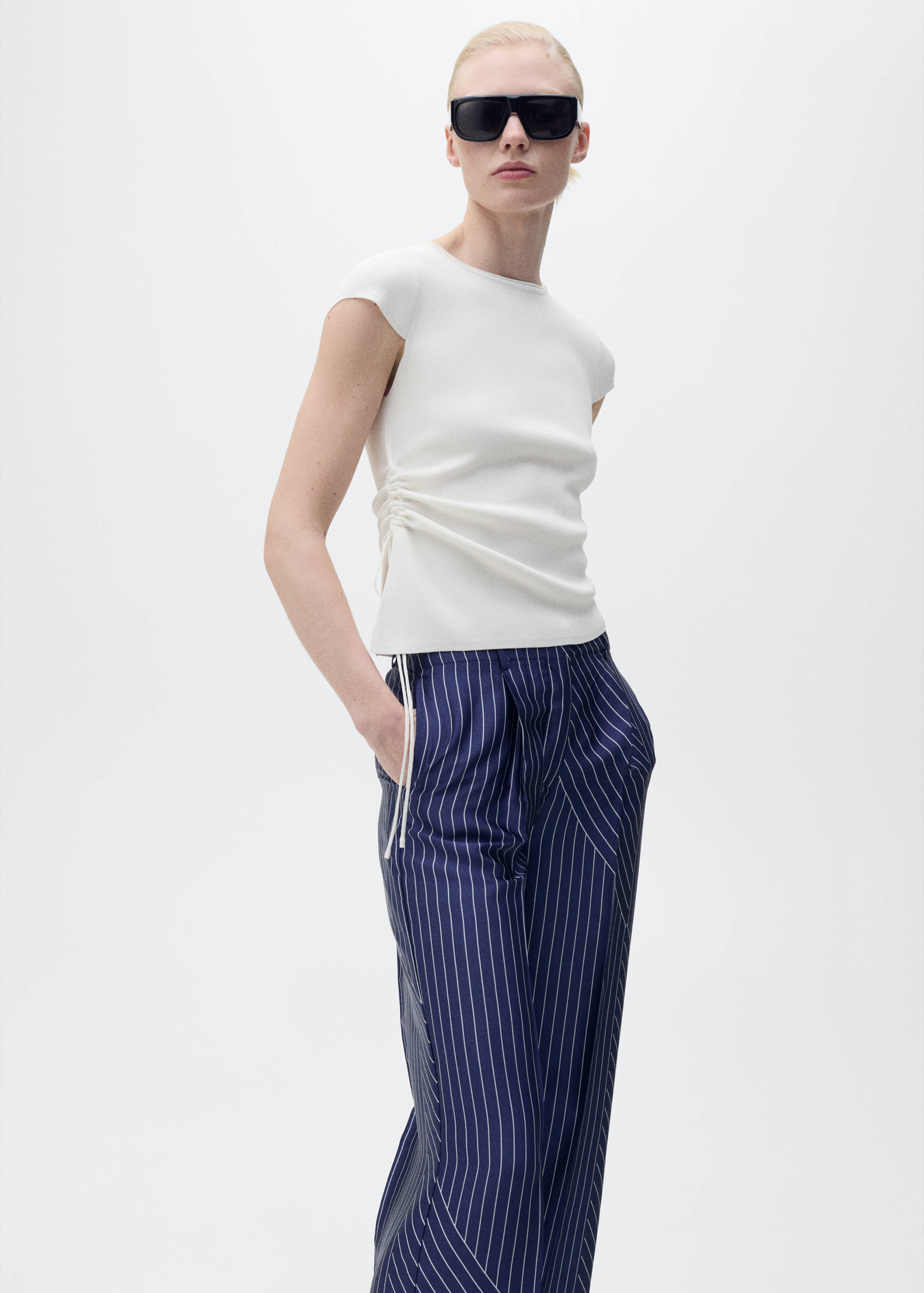 Satin pants with combined stripes - Details of the article 2