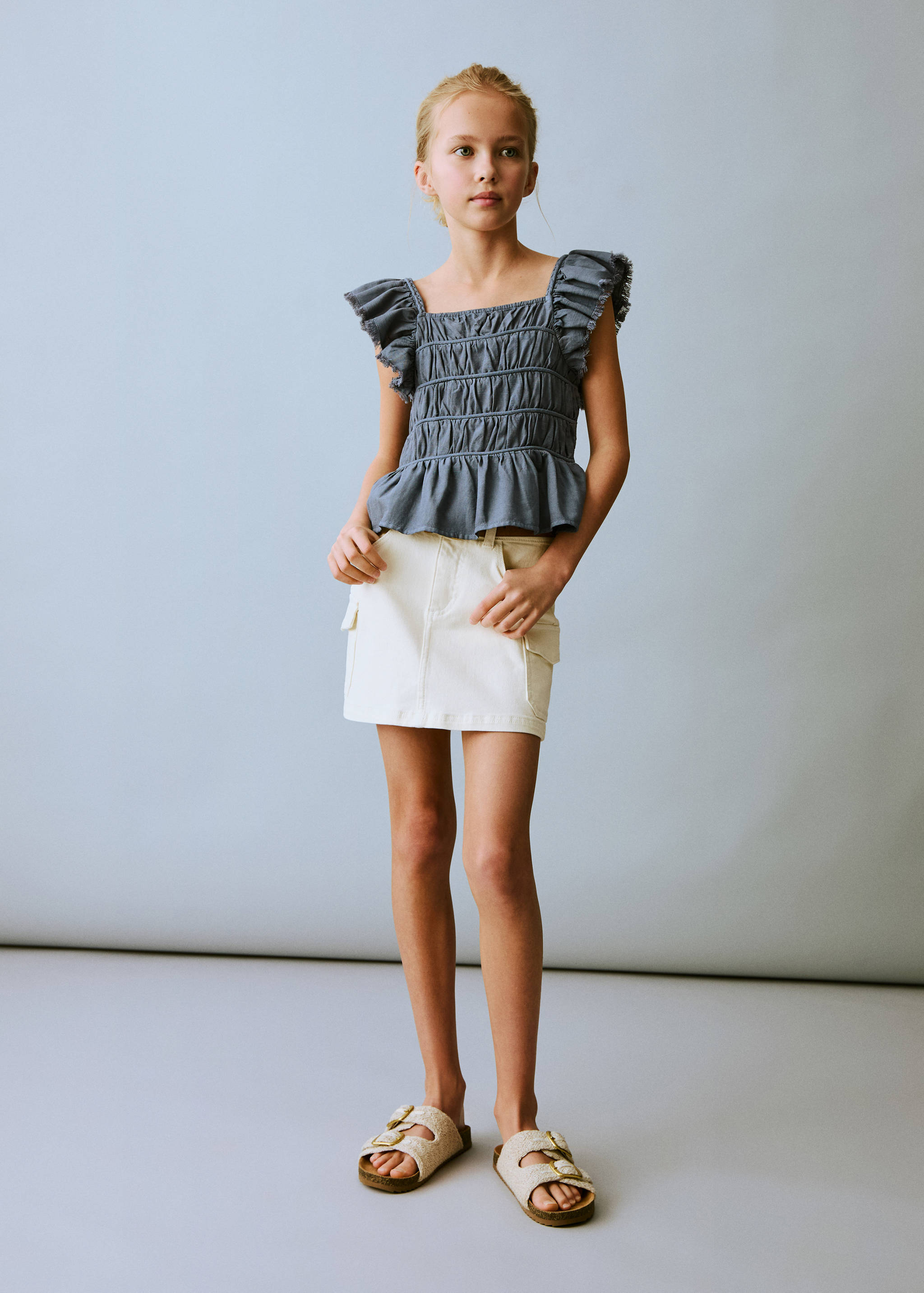 Denim cargo skirt - General plane