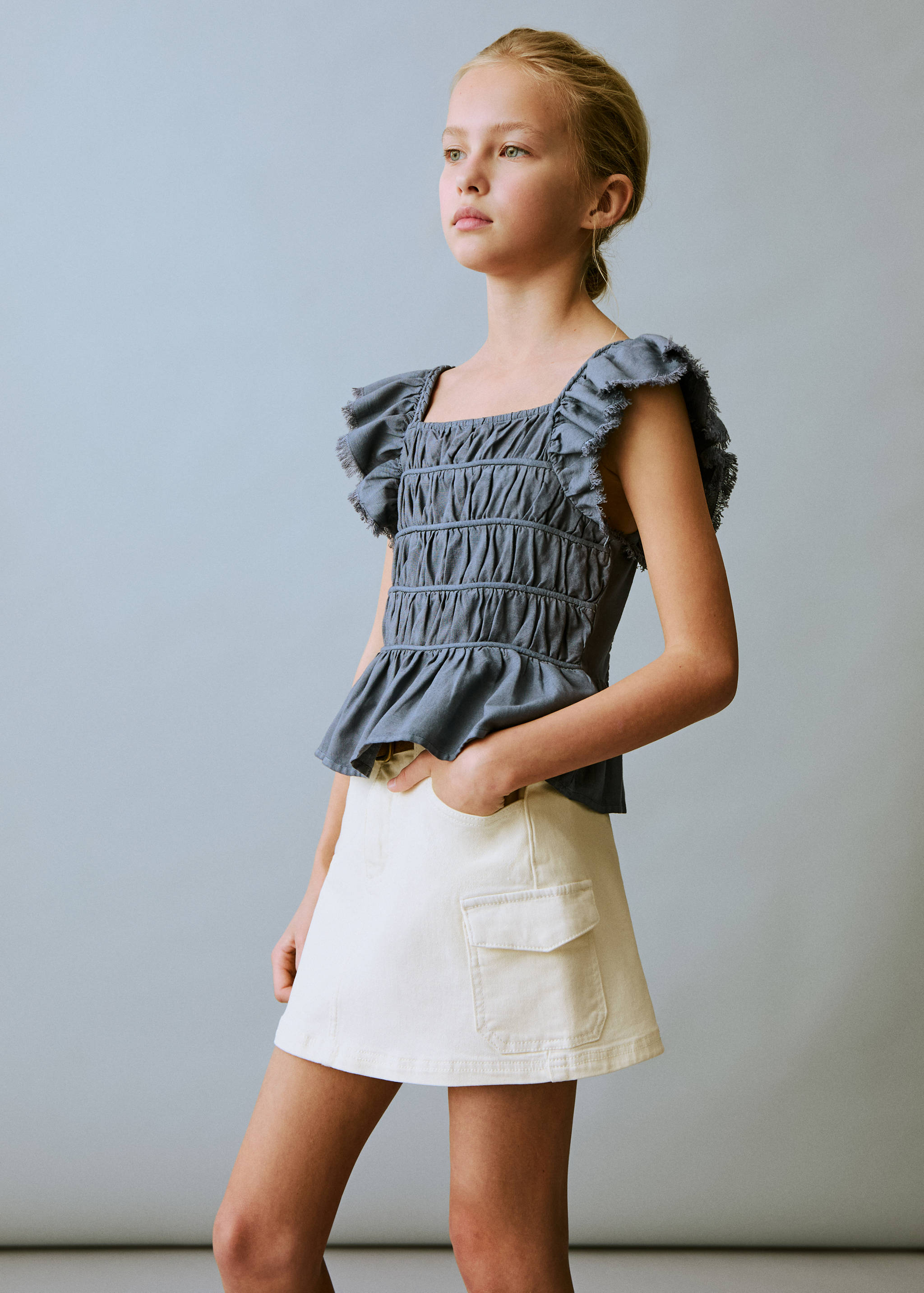 Denim cargo skirt - Medium plane