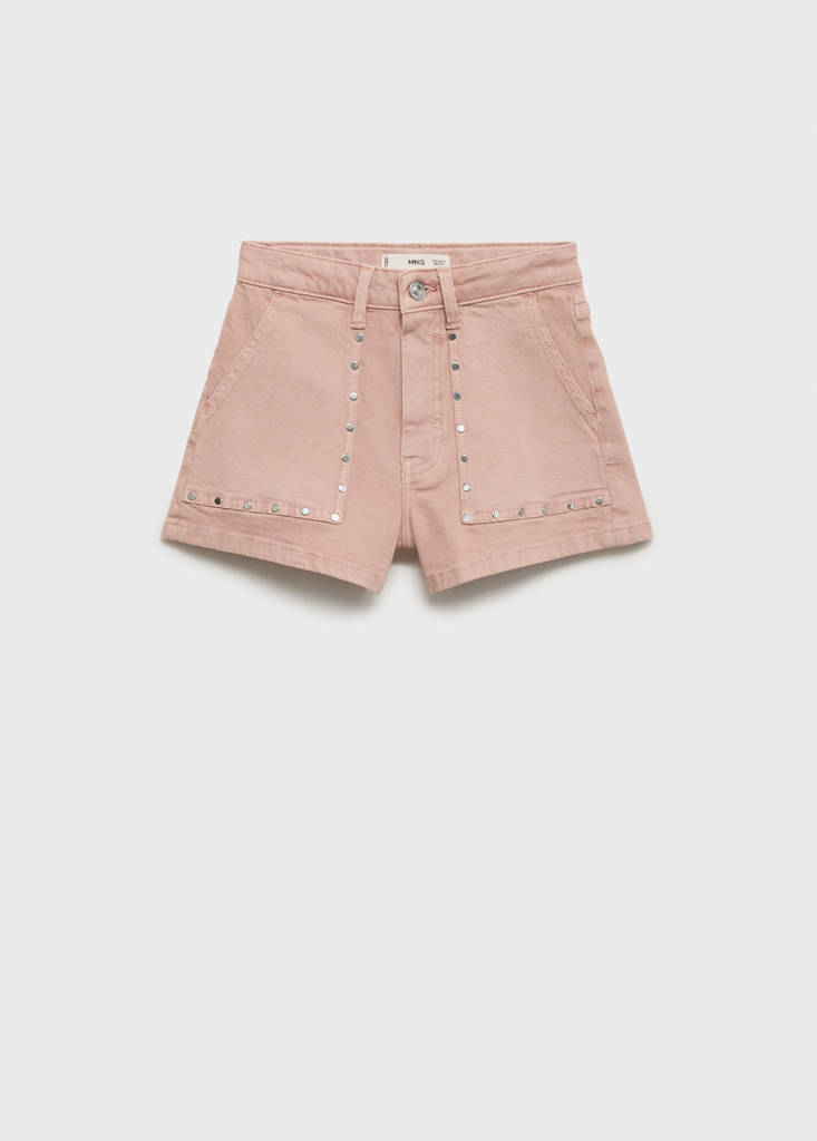 Studded denim shorts — Pastel Pink