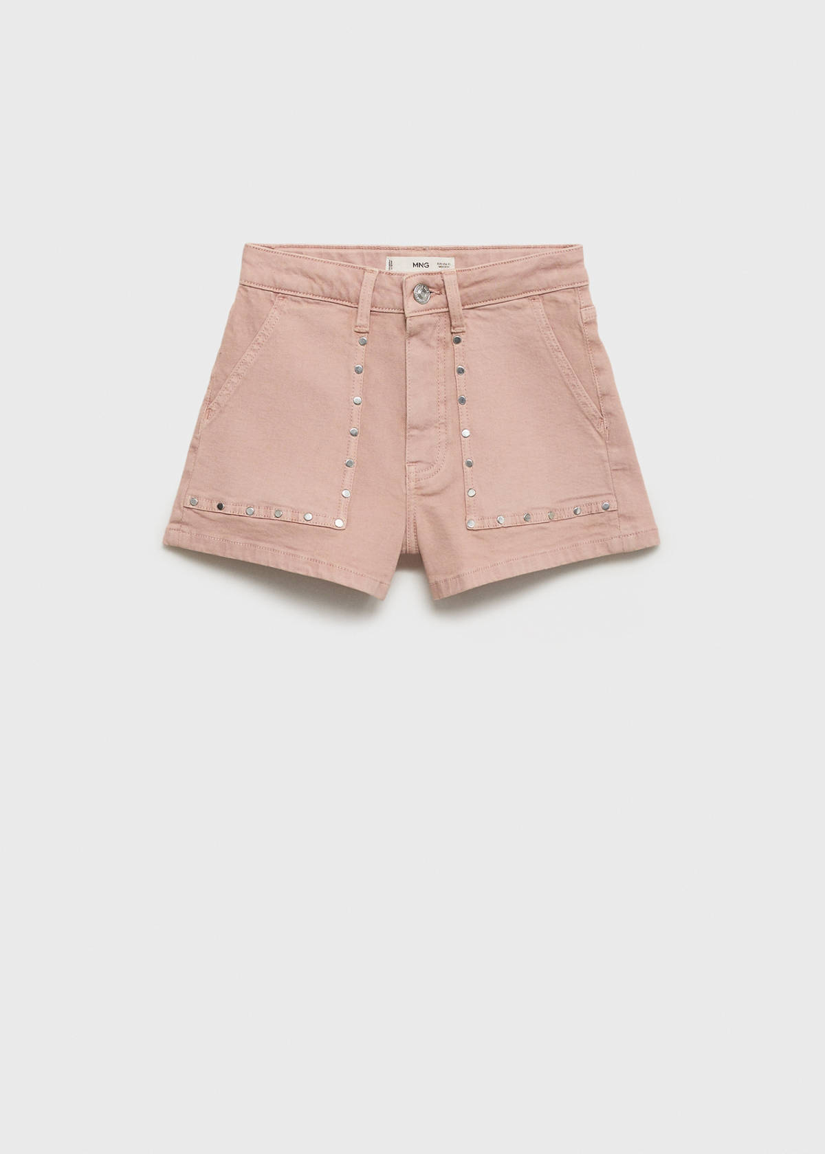 Studded denim shorts — Pastel Pink