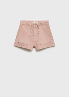 Studded denim shorts — Pastel Pink 3