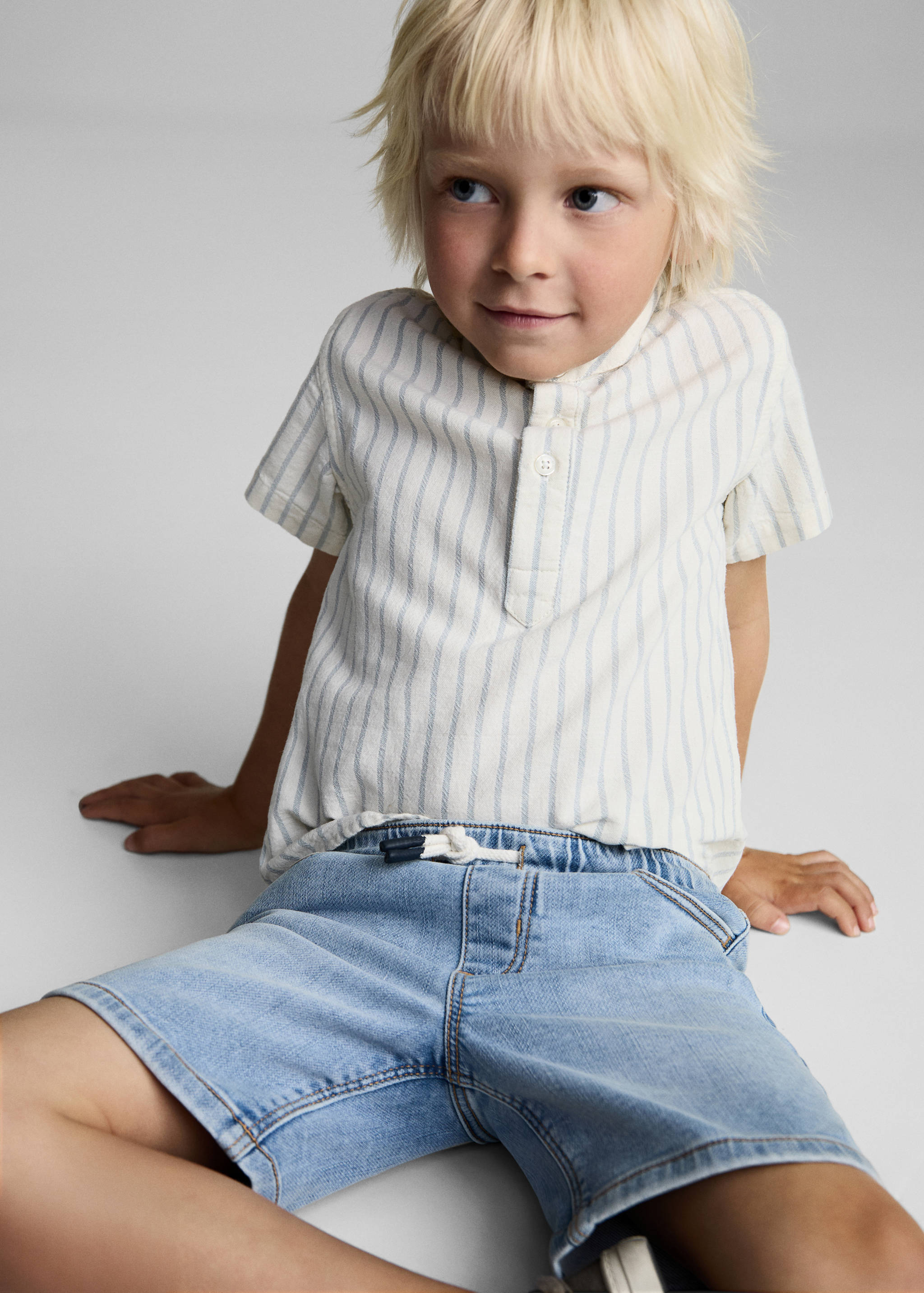 İp detaylı denim Bermuda şort - Ürün detayı 2