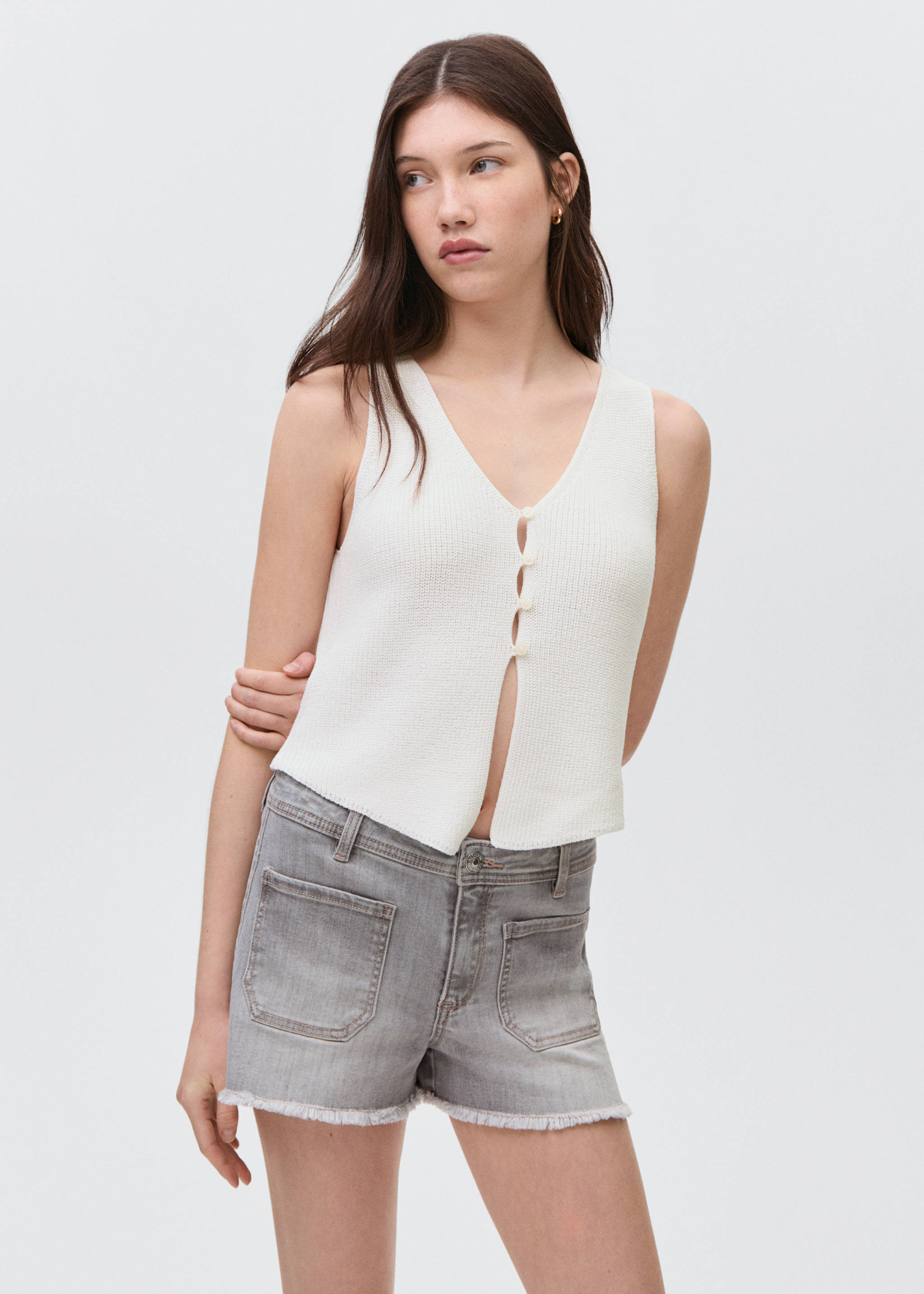 Buttoned knit top - Medium plane