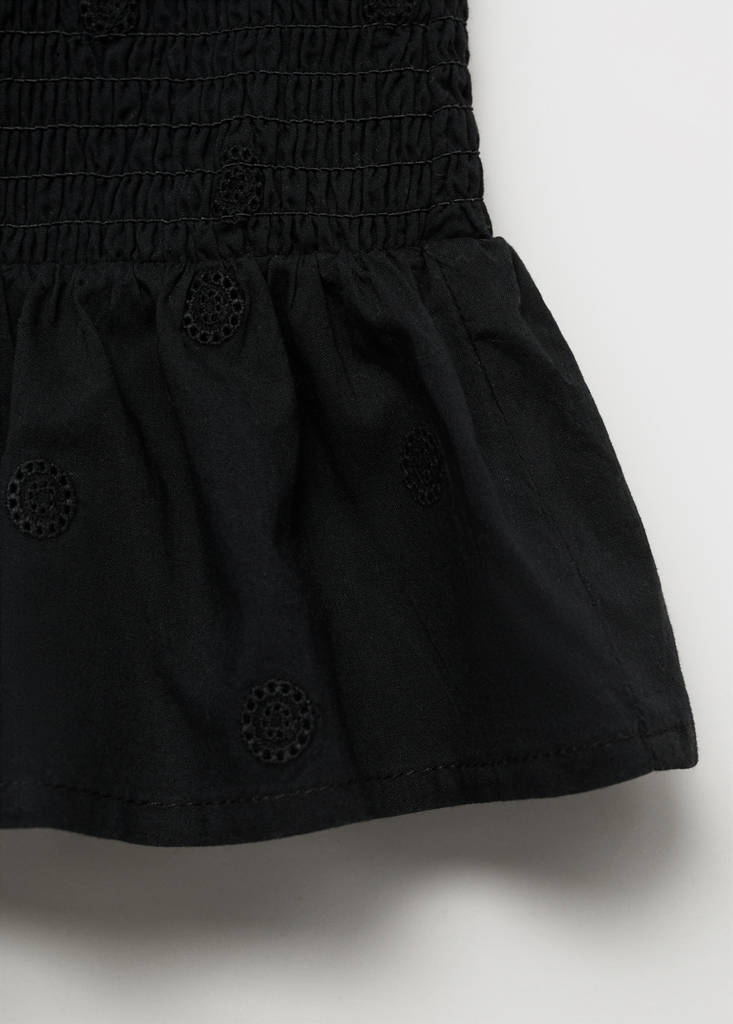 Ruffled gathered mini skirt — Black