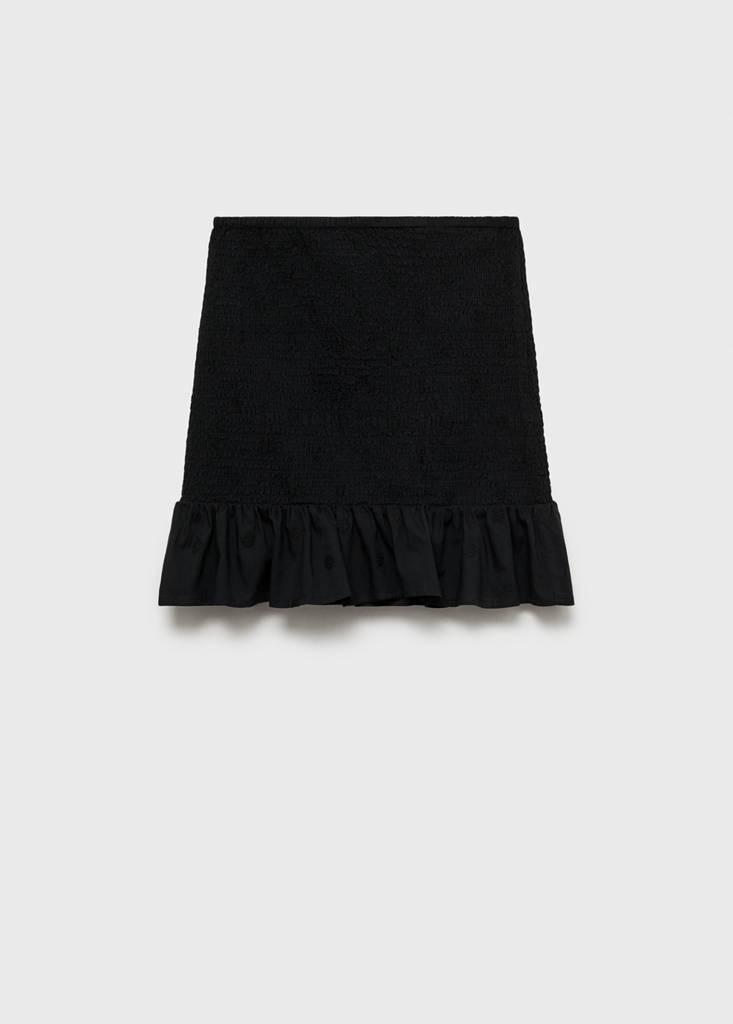 Ruffled gathered mini skirt — Black