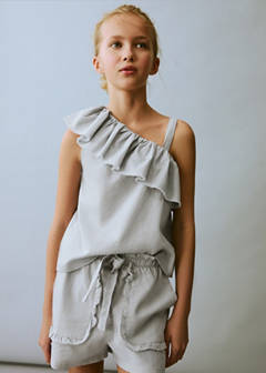 Linen shorts with belt — Sky Blue 1
