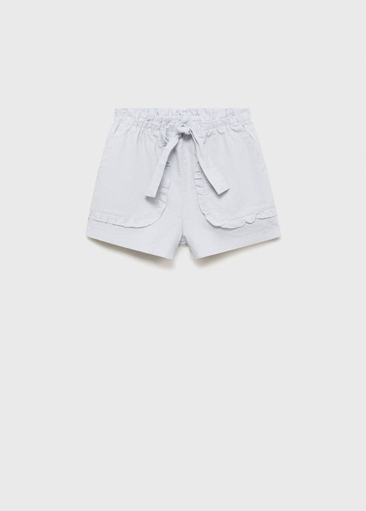 Linen shorts with belt — Sky Blue