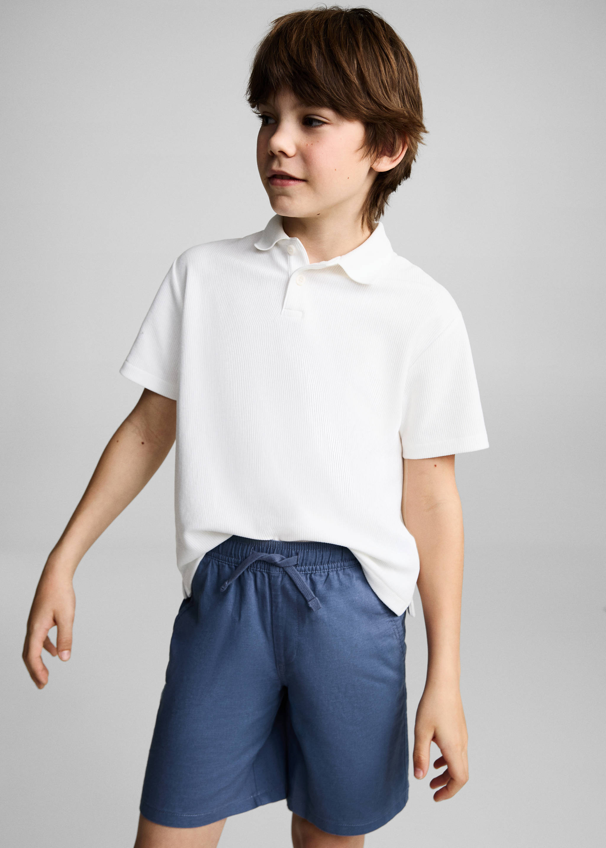 Elastic waist linen Bermuda shorts - Medium plane