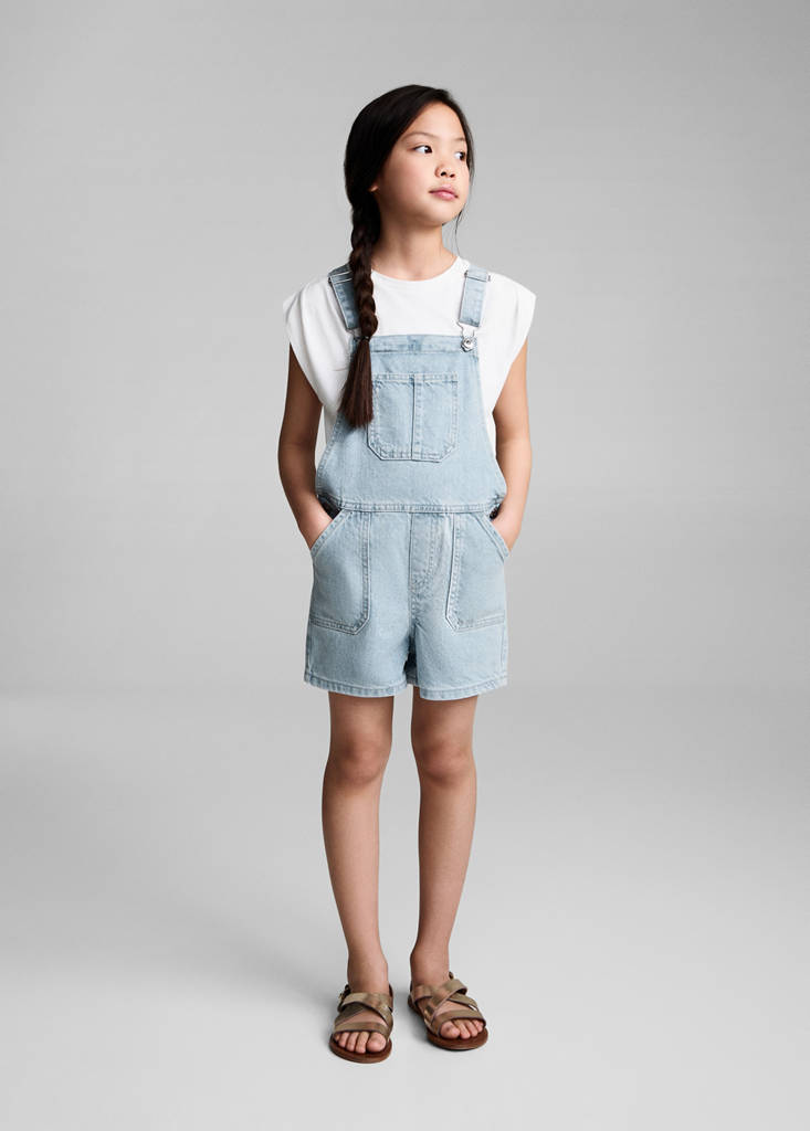 Short denim dungarees — Light Blue