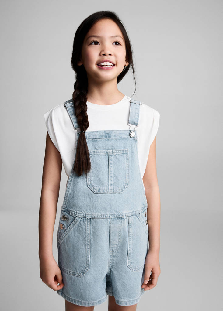 Short denim dungarees — Light Blue