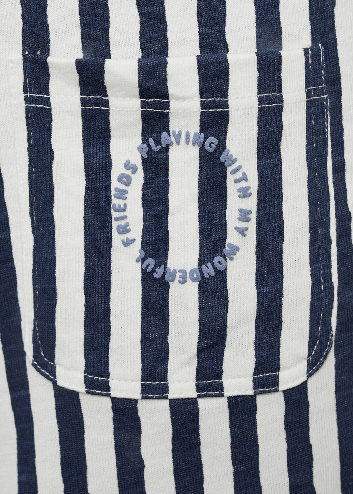 Striped short dungarees — Navy