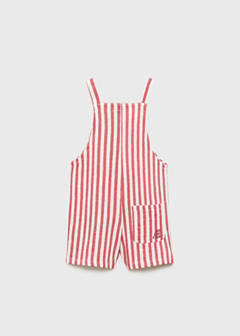 Striped short dungarees — Coral Red 4
