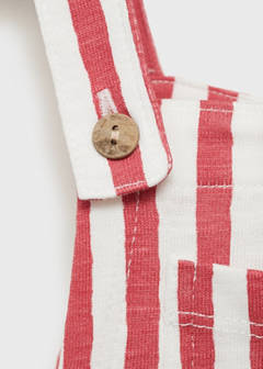Striped short dungarees — Coral Red 3