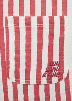Striped short dungarees — Coral Red 5