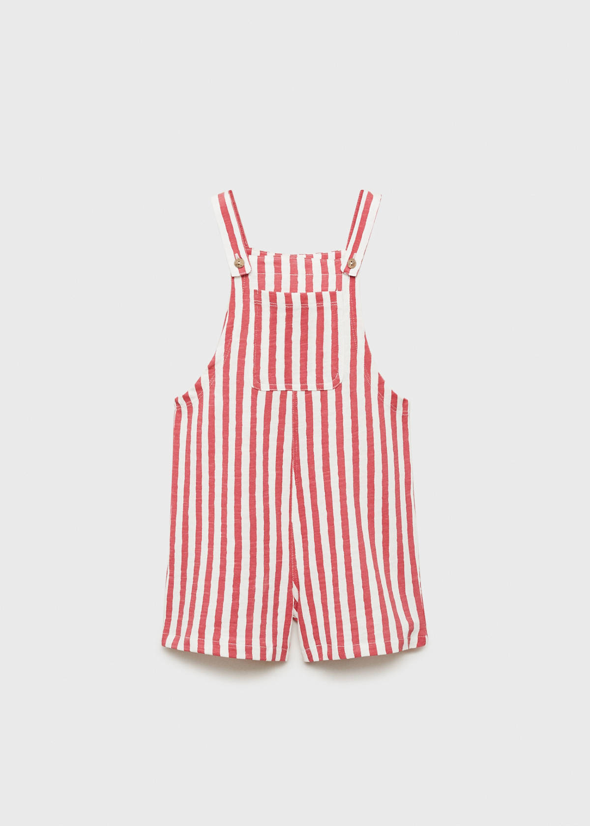 Striped short dungarees — Coral Red