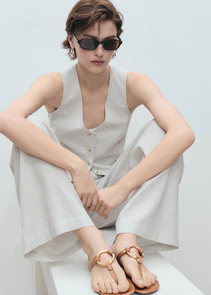 Linen-blend suit waistcoat — Ecru