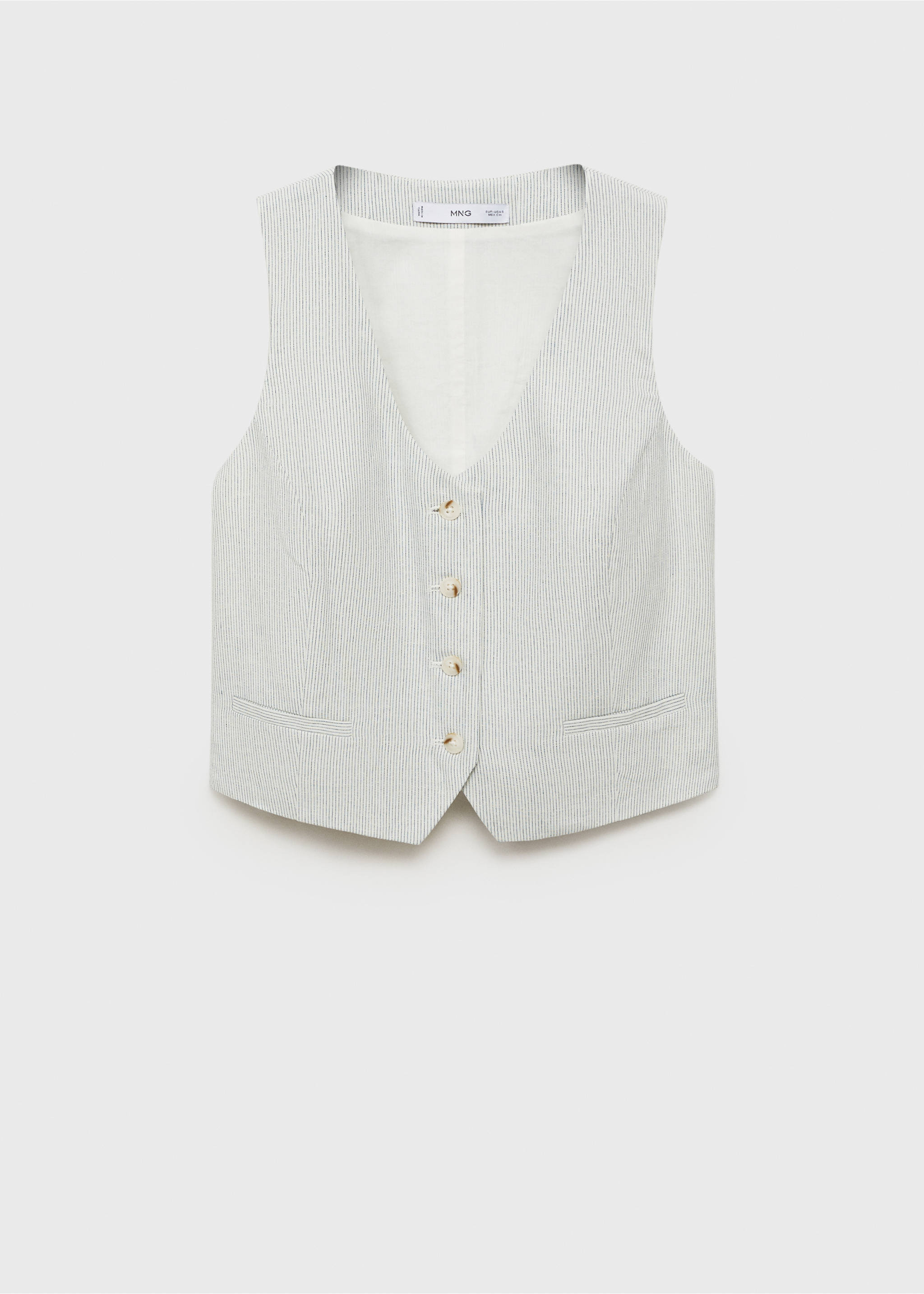 Linen-blend suit waistcoat - Article without model, Ecru. Ref: 87087704-00.