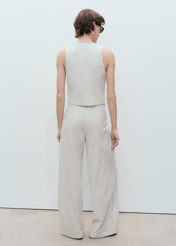 Linen-blend suit waistcoat — Ecru
