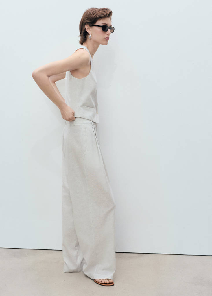 Linen-blend suit waistcoat — Ecru