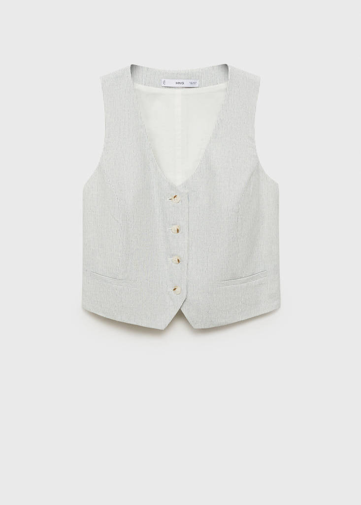 Linen-blend suit waistcoat — Ecru