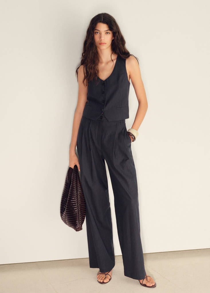 Linen-blend suit waistcoat — Navy