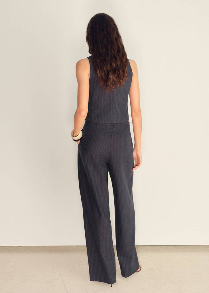 Linen-blend suit waistcoat — Navy