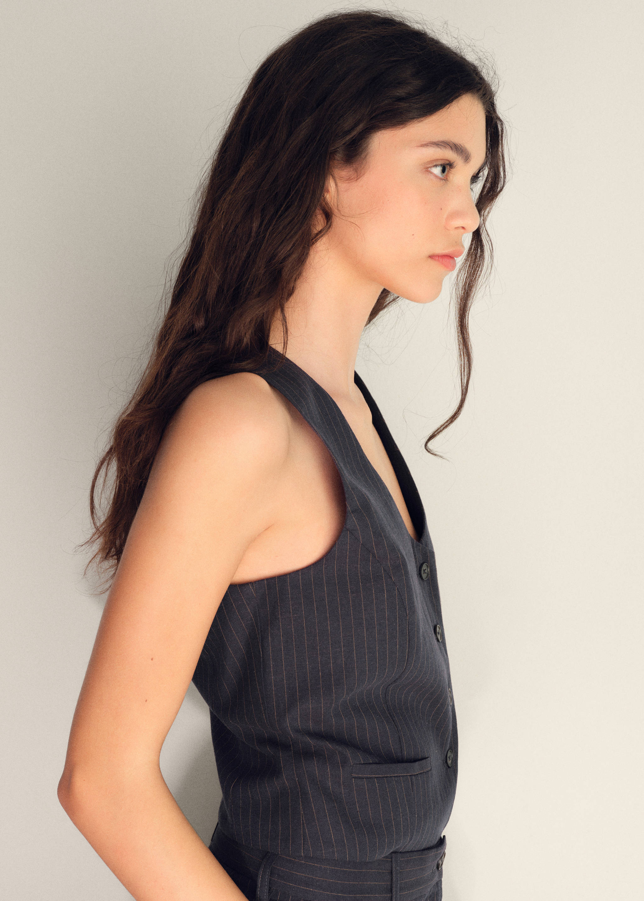 Colete de fato de mistura de linho - Pormenor do artigo 1