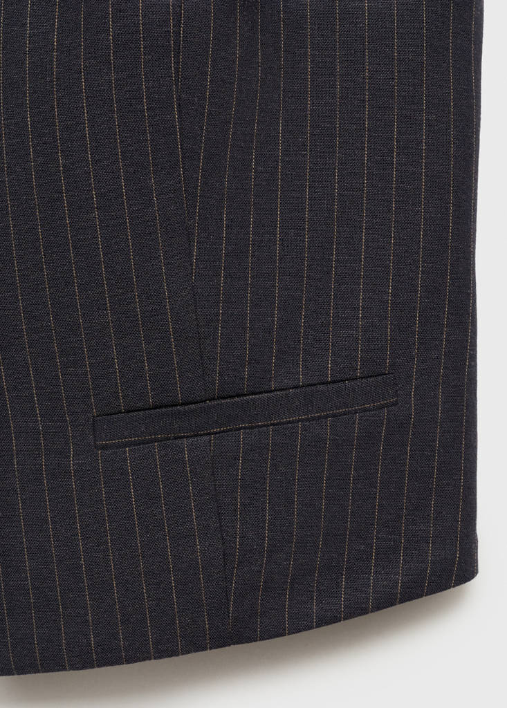 Linen-blend suit waistcoat — Navy