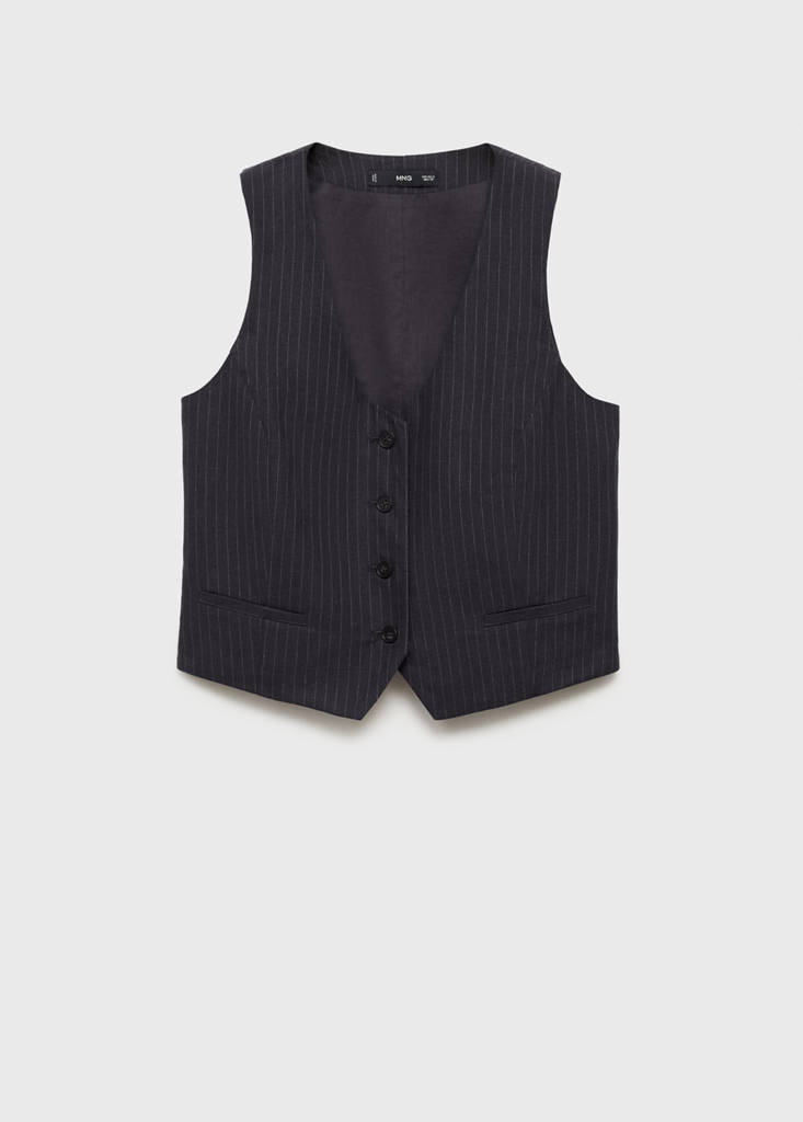 Linen-blend suit waistcoat — Navy