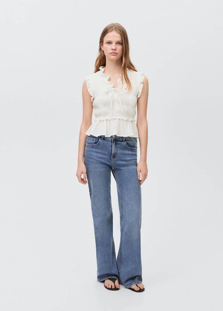 Ruffled gathered blouse — Off White