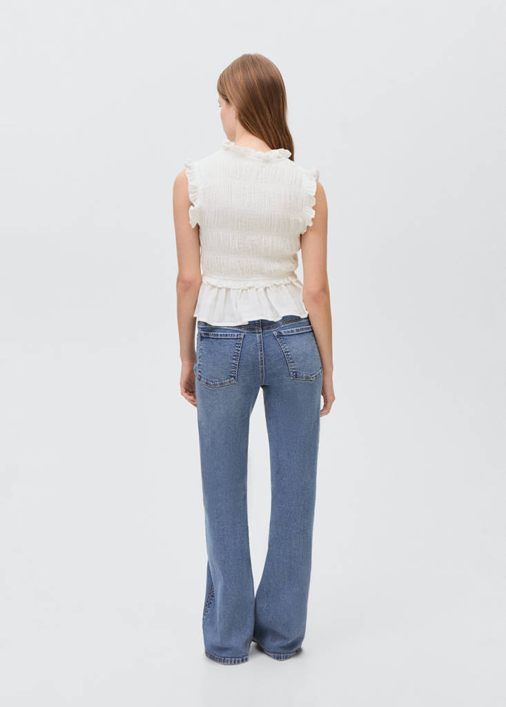 Ruffled gathered blouse — Off White